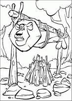 coloriage madagascar alex est ficele au barbecue